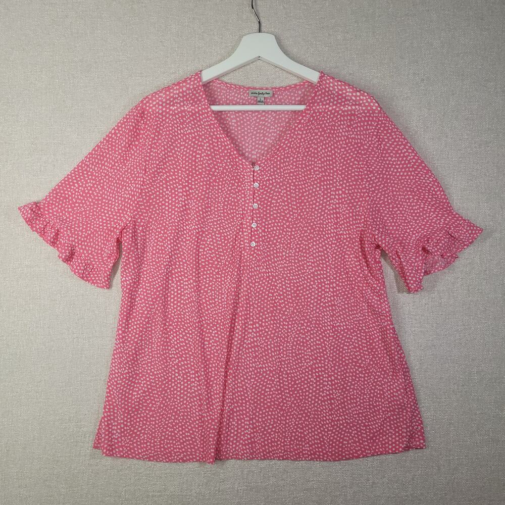 Charming Seven Forty Two Pink Polka Dot Blouse - Size L